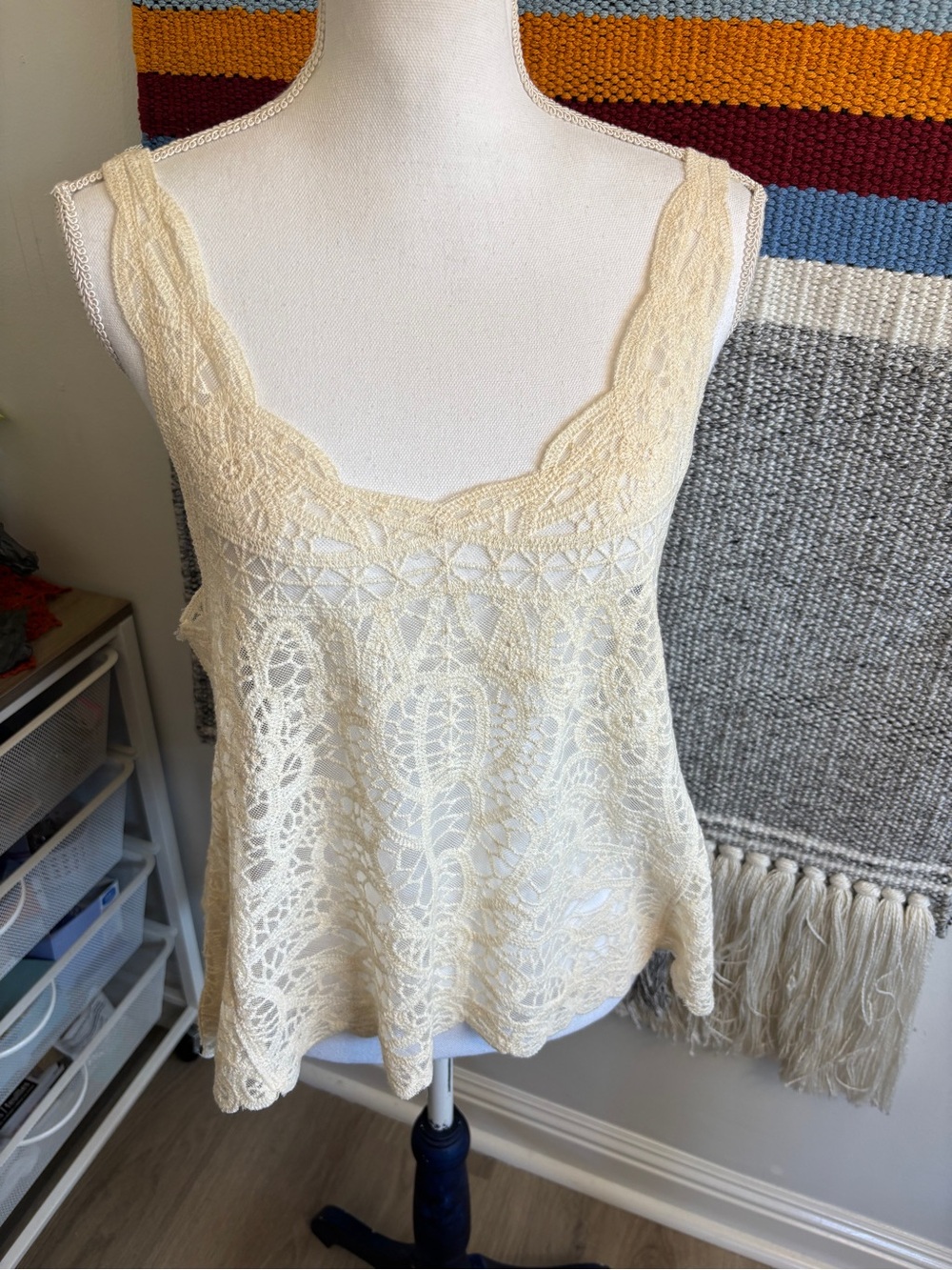 RAGA Cream Crochet Lace Camisole Tank